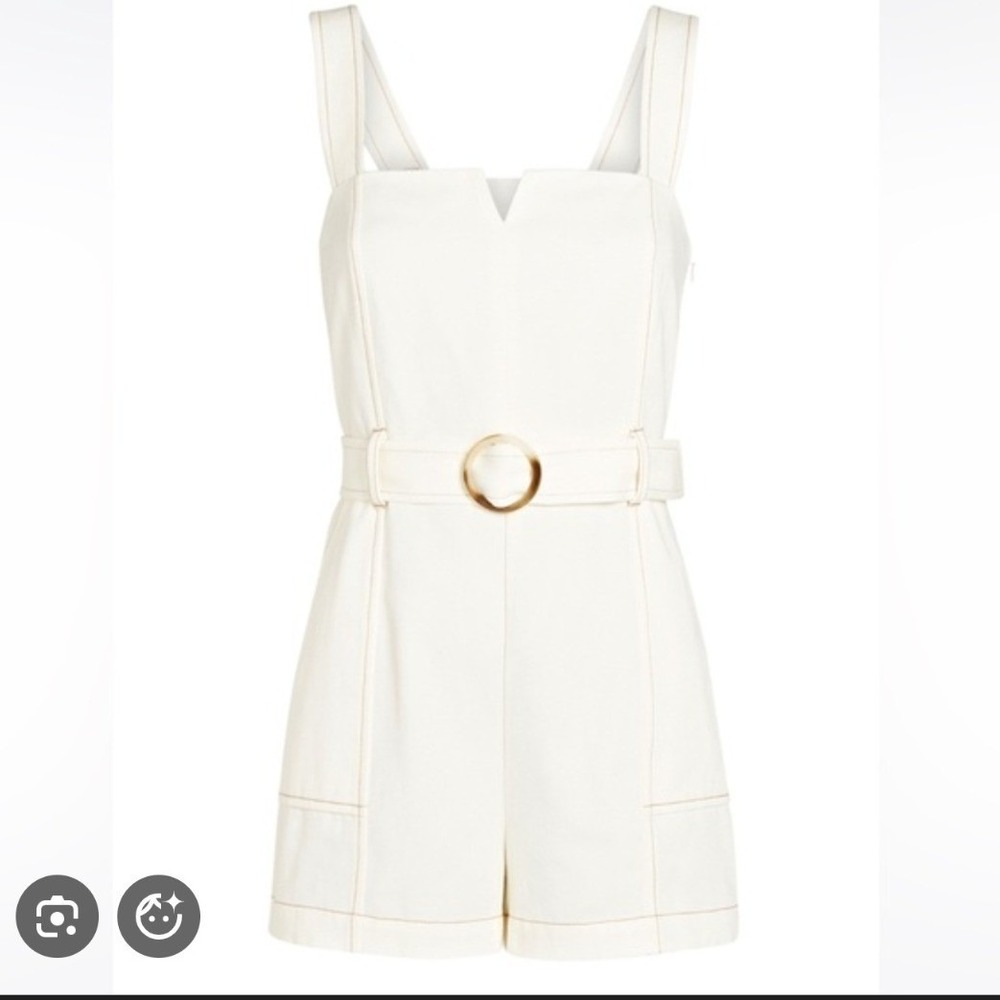 Intermix Stefania Belted Twill Romper Ivory Off White Contrast Stitch- Size 14